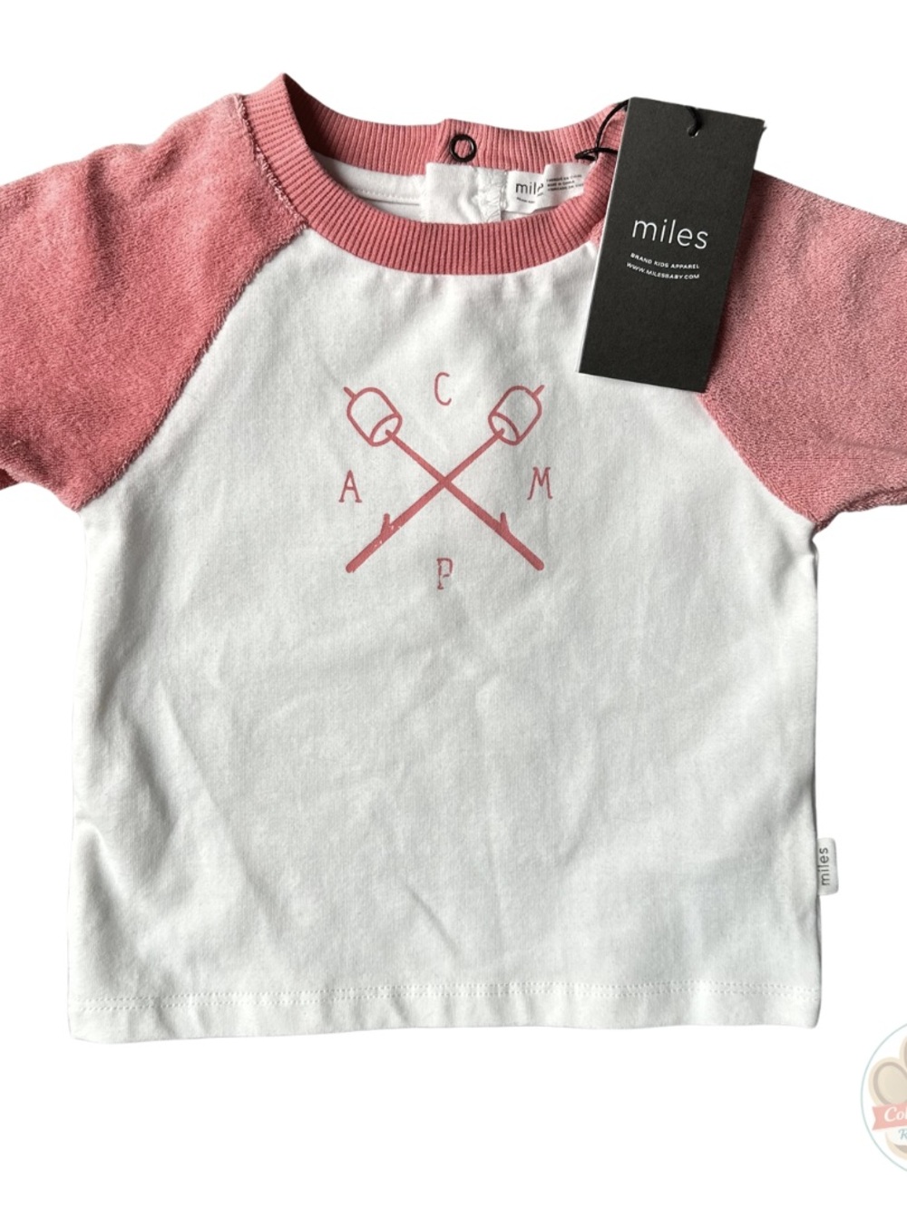 Miles the Label - Kids Raglan Tee in Dusty Rose and White - Short Sleeve